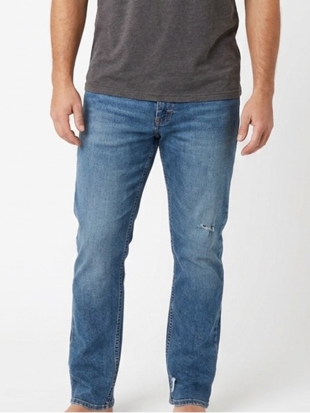 WRANGLER Men’s Relaxed Fit Denim Jeans Mid Wash Distressed Western Cowboy Sz 34
